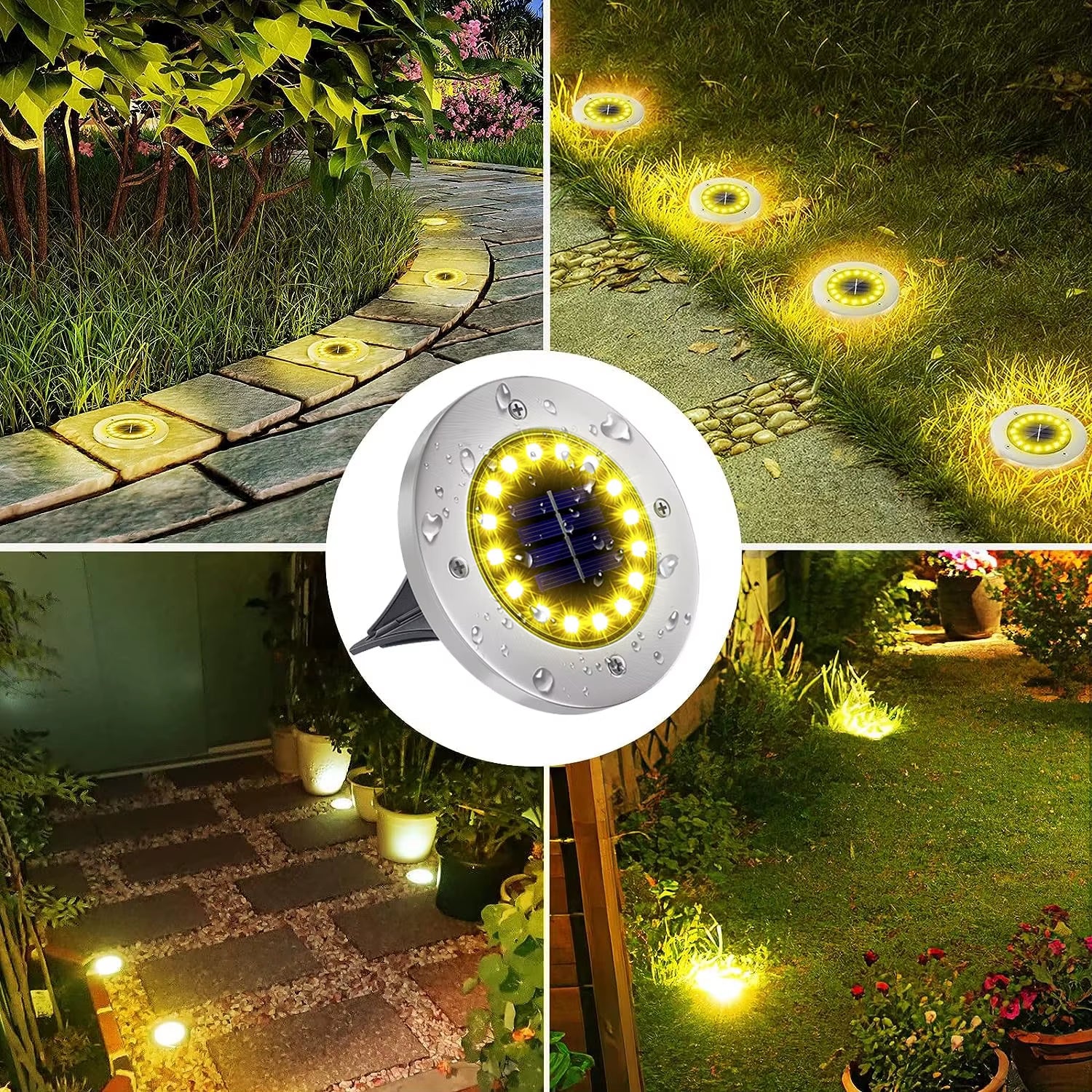 16 Leds Solar Lights Outdoor Waterproof Solar Panel Led Lights Garden Ground Decoration Landscape Lamp for Pathway Lawn Yard