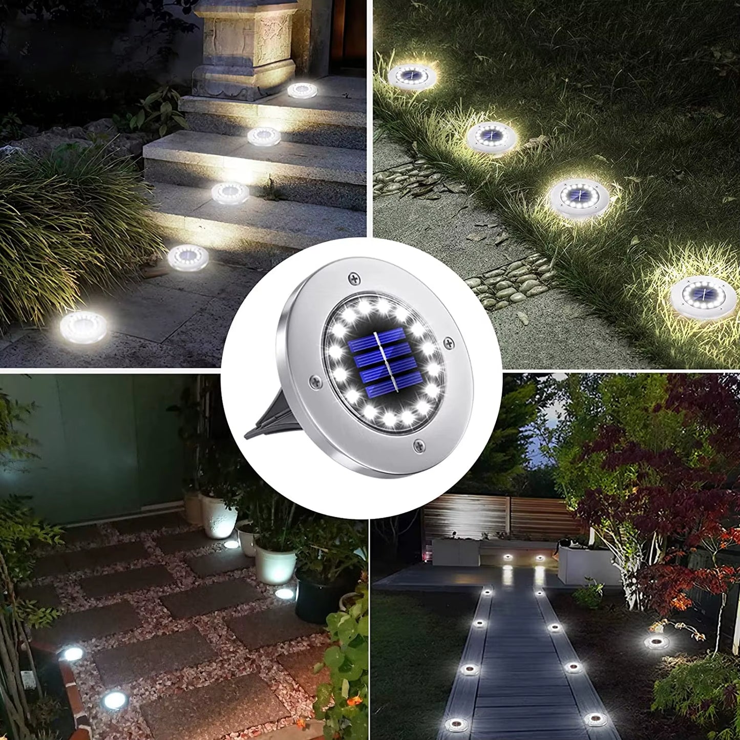 16 Leds Solar Lights Outdoor Waterproof Solar Panel Led Lights Garden Ground Decoration Landscape Lamp for Pathway Lawn Yard